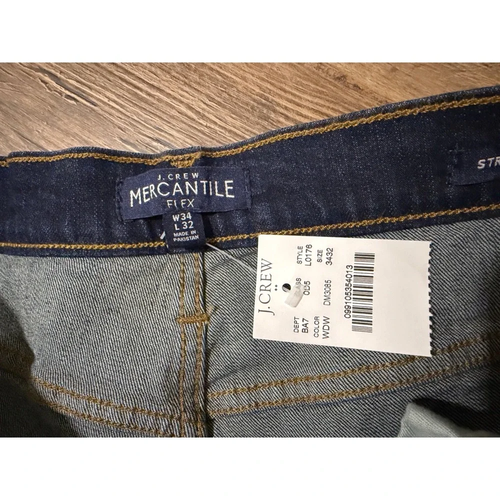J.Crew Mercantile Jeans Mens 34x32 Fits (35x 31.75)Straight Flex Blue Dark New